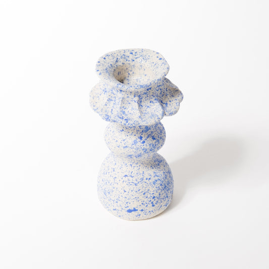 Candle Holder - Top Hat - Blue Splatter Common Things