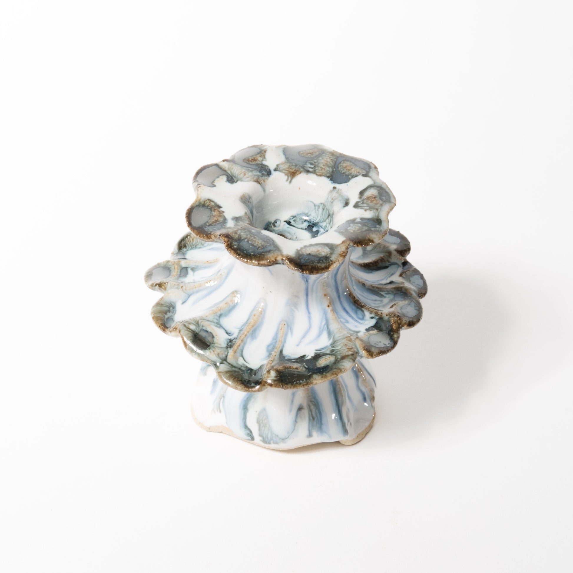 Candle Holder - Tide - White and Blue Common Things