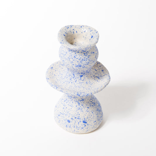 Candle Holder - Tulip - Blue Splatter Common Things